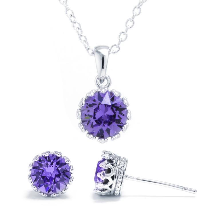 Sparkle Allure Womens 3-pc. Purple Silver Over Brass Jewelry Set
