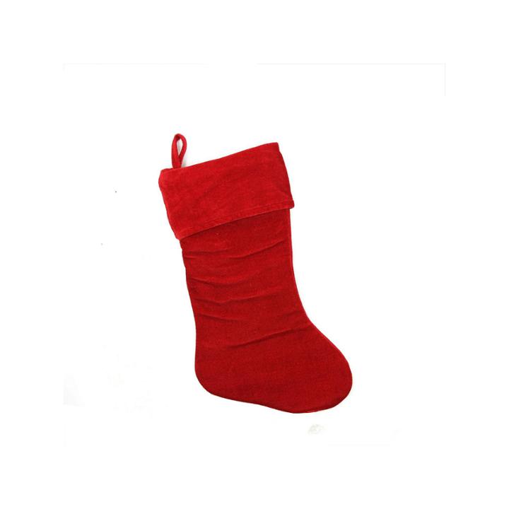 19 Traditional Solid Red Velvet Christmas Stocking