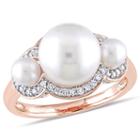 Womens 1/5 Ct. T.w. White Pearl 10k Gold Cocktail Ring
