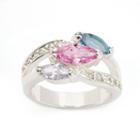 Sparkle Allure Womens Multi Color Silver Over Brass Cocktail Ring