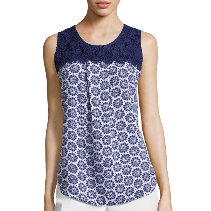 St. John's Bay Sleeveless Crochet Trim Top