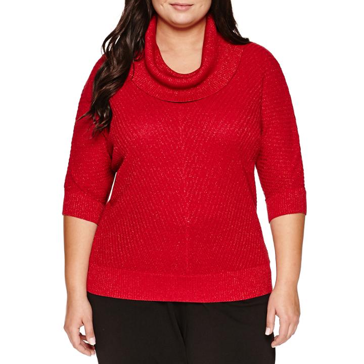 Alyx Short Sleeve Chevron Banded Cowl Neck Sweater-plus