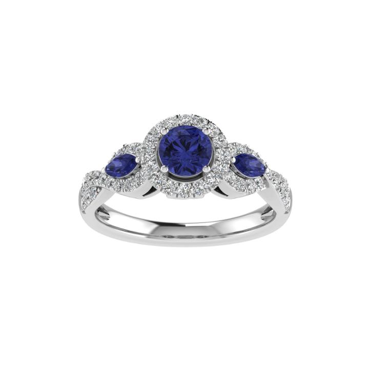 Cherished Hearts Womens 1/2 Ct. T.w. Round White Sapphire 14k Gold Engagement Ring