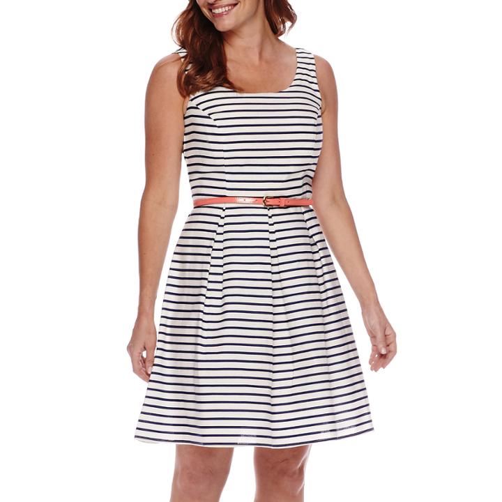 Tiana B. Sleeveless Striped Fit And Flare Dress - Petite