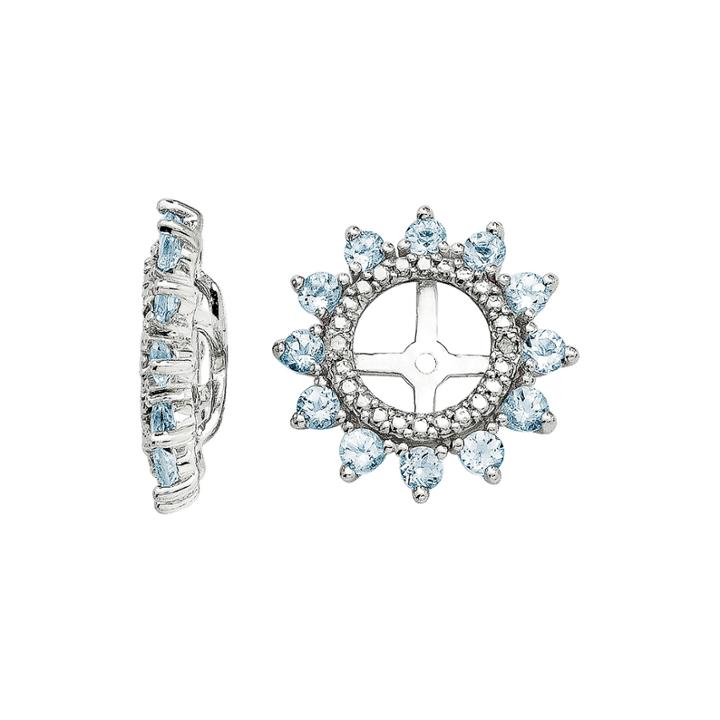 Diamond Accent & Genuine Aquamarine Sterling Silver Earring Jackets
