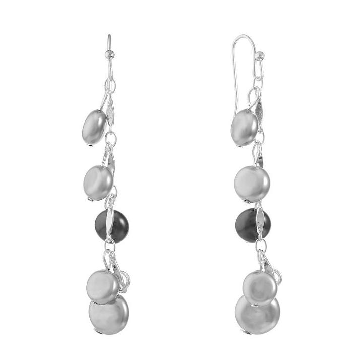 Liz Claiborne Gray Simulated Pearls Round Drop Earrings