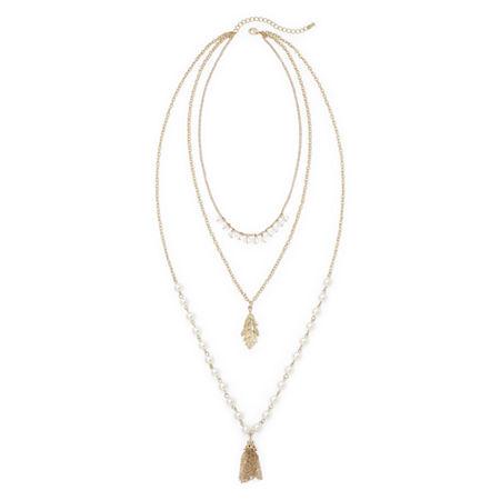 Decree Simulated Pearl And Tassel Layered Necklace