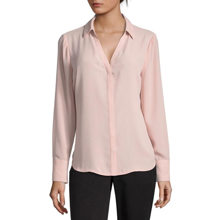 Worthington Modern Fit Long Sleeve Stripe Button-front Shirt