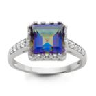 Womens Genuine Mystic Fire Topaz Blue Sterling Silver Cocktail Ring