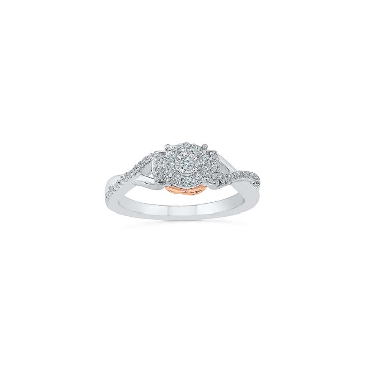 Womens 1/4 Ct. T.w. Genuine Round White Diamond Sterling Silver Gold Over Silver Promise Ring