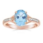 Womens Diamond Accent Genuine Blue Blue Topaz Gold Over Silver Cocktail Ring