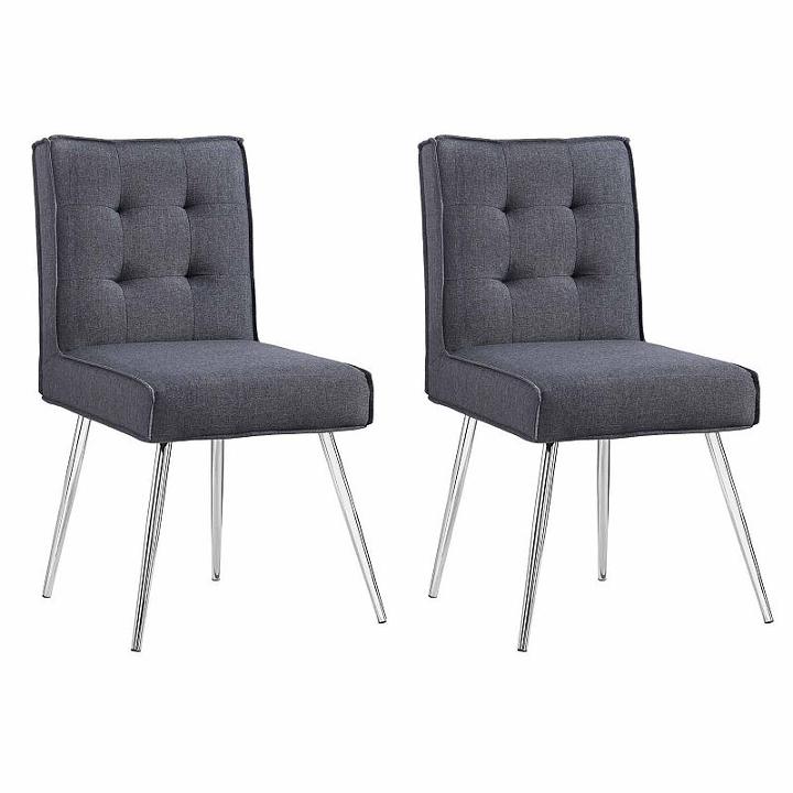 Astra Gray 2-pack Tufted Fabric Slipper Chair