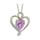 Lab-created Pink & White Sapphire Heart Pendant Gold Over Sterling Necklace