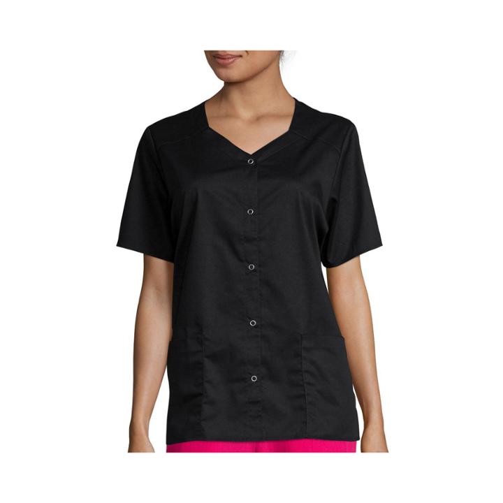 Wonderwink Womens Short-sleeve Snap-front Top