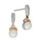 Diamond Accent White Pearl 14k Gold Sterling Silver Drop Earrings