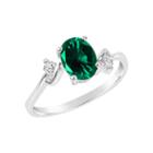Lab-created Emerald Gemstone Sterling Silver Ring