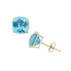 Cushion Blue Blue Topaz 10k Gold Stud Earrings