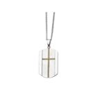 Mens Stainless Steel Yellow Ip-plated Cross Pendant