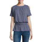 Liz Claiborne Short Sleeve Round Neck Stripe T-shirt-womens