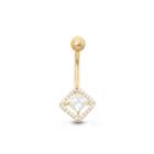 10k Yellow Gold Cubic Zirconia 10.8mm Square Belly Ring