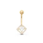 10k Yellow Gold Cubic Zirconia 10.8mm Square Belly Ring