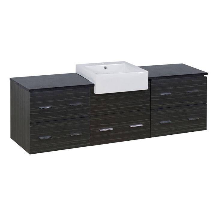 73.5-in. W Wall Mount Dawn Grey Vanity Set For 1 Hole Drilling Black Galaxy Top