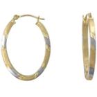 14k Gold Hoop Earrings, Two-tone Oval