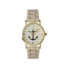 Olivia Pratt Womens Horizontal Stripe Anchor Emblem Dial Beige Silicone Watch