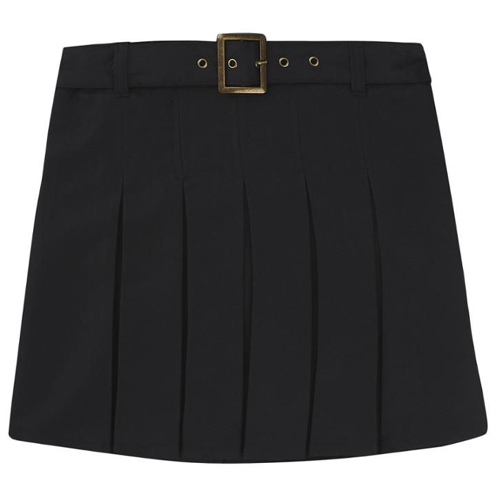 French Toast Pleated Scooter With Sqaure Buckle Belt