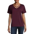 Hybrid Short Sleeve V Neck T-shirt-womens Juniors