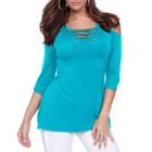 Kaily K. Cold Shoulder V-neck Pullover