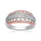 Falling For You 1/7 Ct Tw Diamond 14k Rose Gold Over Sterling Silver Heart Ring