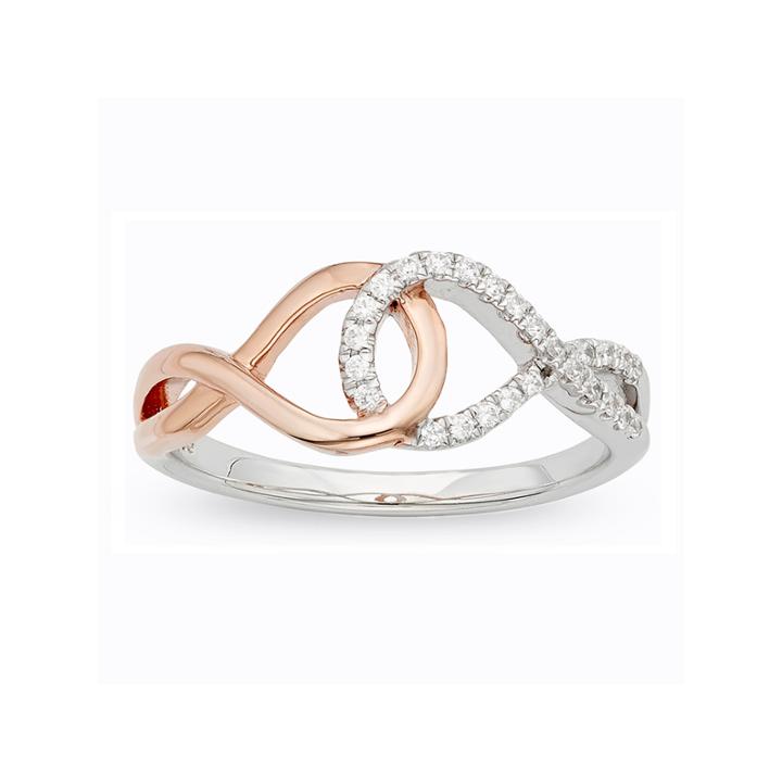 Womens 1/8 Ct. T.w. White Diamond Gold Over Silver Cocktail Ring