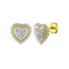 1/3 Ct. T.w. Genuine White Diamond 11mm Heart Stud Earrings