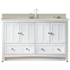 59-in. W Floor Mount White Vanity Set For 1 Hole Drilling Beige Top Biscuit Um Sink