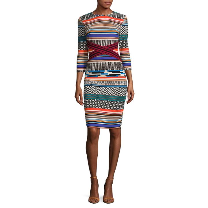 Weslee Rose 3/4-sleeve Printed Midi Dress