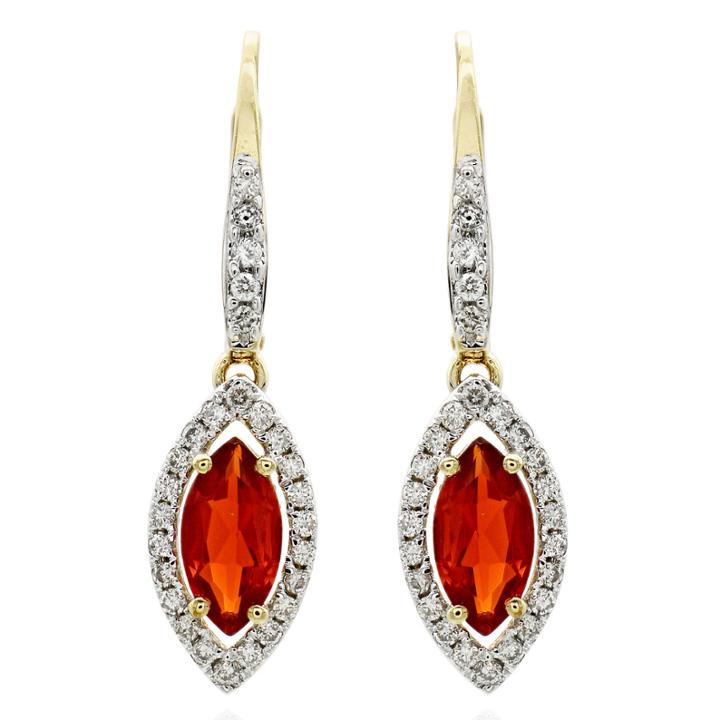 1/3 Ct. T.w. Red Opal 14k Gold Drop Earrings