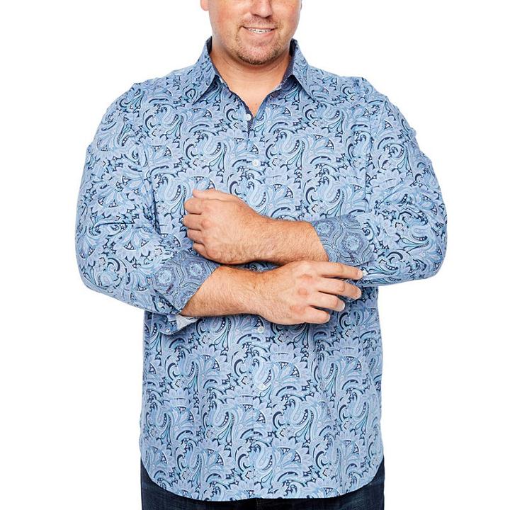 Society Of Threads Society Of Threads Long Sleeve Sport Shirts Long Sleeve Paisley Button-front Shirt-big And Tall