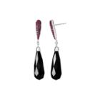 Limited Quantities Genuine Onyx And Lead Glass-filled Ruby Drop Earrings