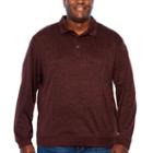 Van Heusen Flex Banded Bottom Polo Easy Care Long Sleeve Tonal Melange Polo Shirt Big And Tall