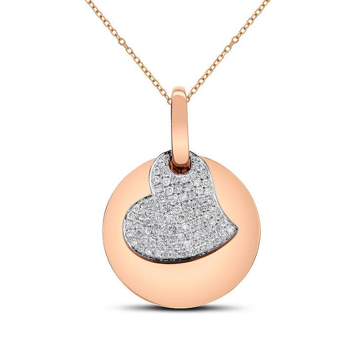 Womens 1/3 Ct. T.w. White Diamond 14k Rose Gold Heart Pendant Necklace