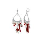 Mixit Silver-tone Red Fish Charms Earrings