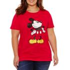 Short Sleeve Crew Neck Mickey Mouse Graphic T-shirt-juniors Plus