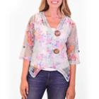 Nina Leonard Printed Coconut Button Bolero