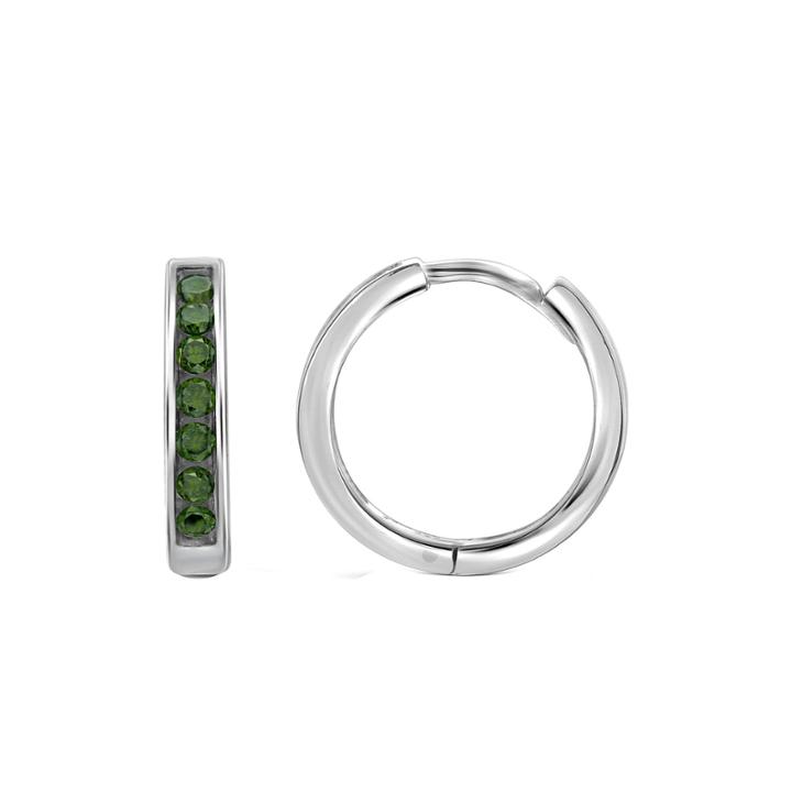 1/2 Ct. T.w. Color-enhanced Green Diamond Sterling Silver Hoop Earrings