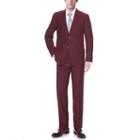 Verno Men's Burgundy Two Piece Notched Lapel Slimfit Suit
