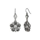 Liz Claiborne Silver-tone Glass Stone Flower Drop Earrings