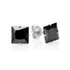 Steeltime Black Cubic Zirconia Stud Earrings