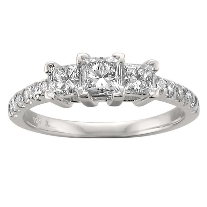 Love Lives Forever Womens 1 Ct. T.w. Multi-shape White Diamond 14k Gold 3-stone Ring