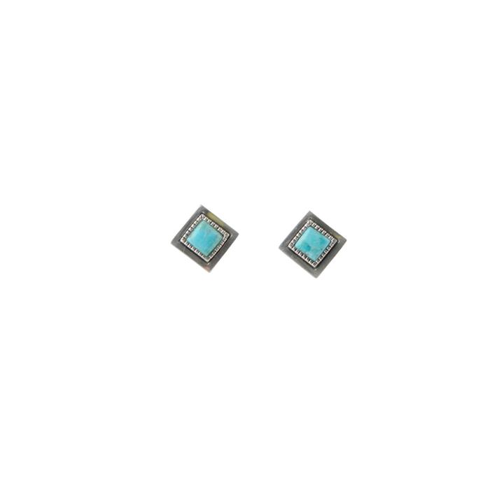 Silver Elements By Barse Blue Turquoise Sterling Silver Stud Earrings